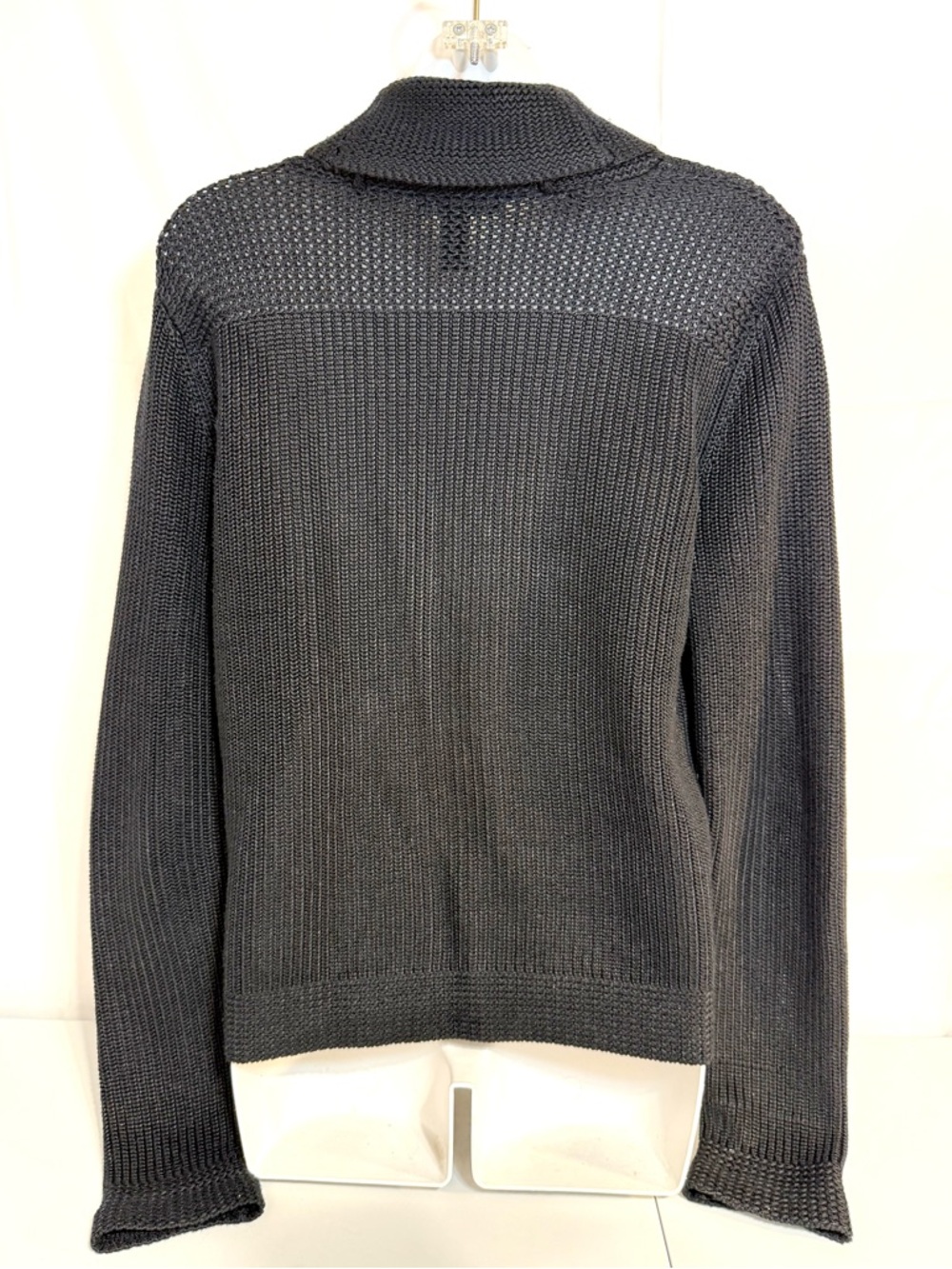 Lauren Ralph Lauren Black Knit Cardigan Sweater Womens M Shawl Collar - Picture 4 of 9